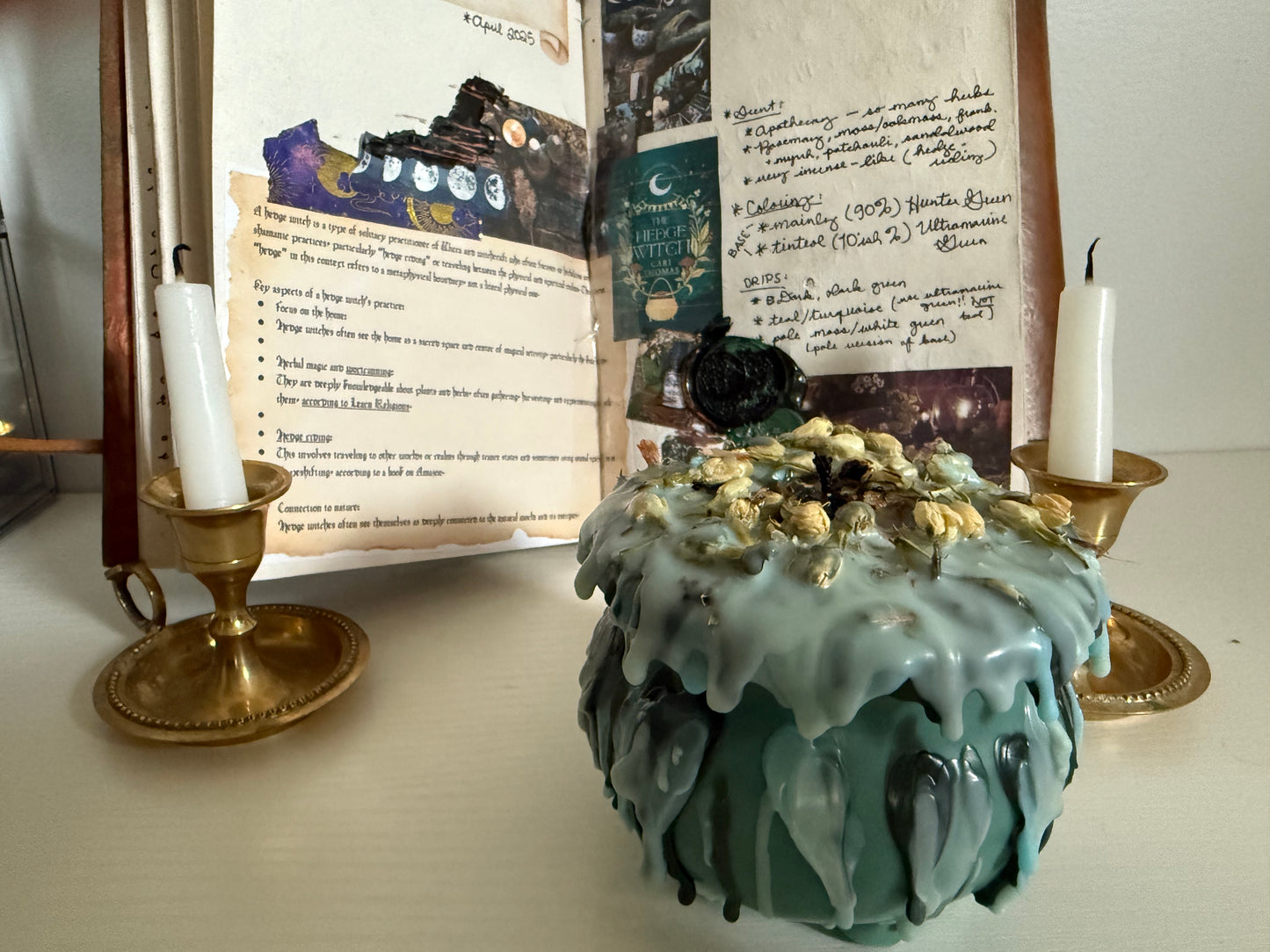 Hedge Witch Cauldron, Soy Candle, Pillar Candle