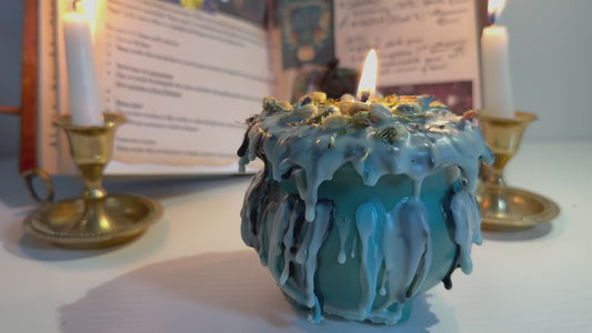 Hedge Witch Cauldron, Soy Candle, Pillar Candle